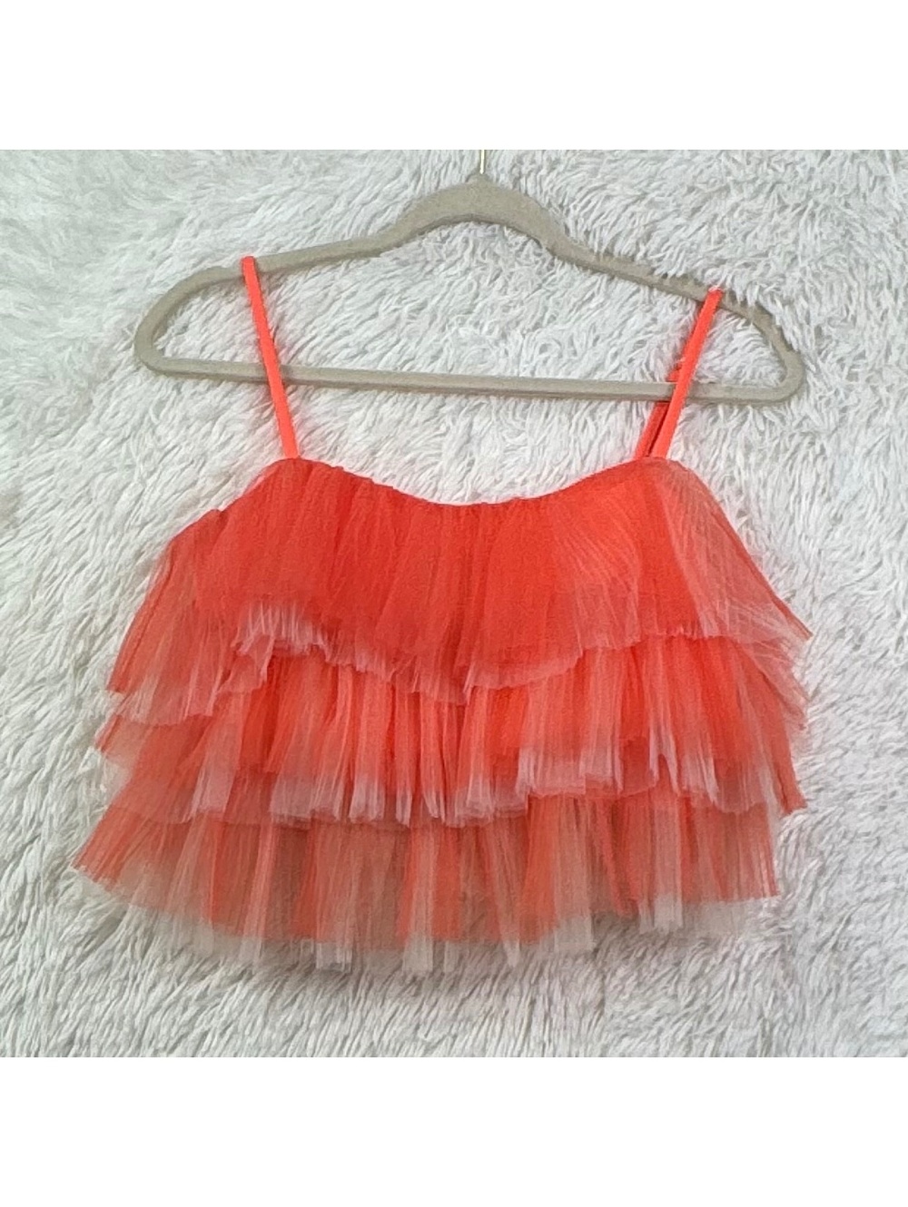 NWT GiGiO Orange Tiered Tulle Ruffle Cami Top